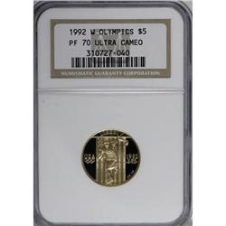 1992-W G$5 Olympic Gold Five Dollar Deep Cameo PR70 NGC