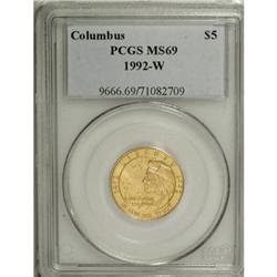 1992-W G$5 Columbus Gold Five Dollar MS69 PCGS