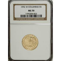 1992-W G$5 Columbus Gold Five Dollar MS70 NGC