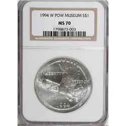 1994-W $1 P.O.W. Silver Dollar MS70 NGC