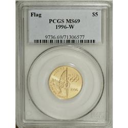 1996-W G$5 Olympic/Flag Bearer Gold Five Dollar MS69 P