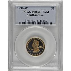 1996-W G$5 Smithsonian Gold Five Dollar Deep Cameo PR69