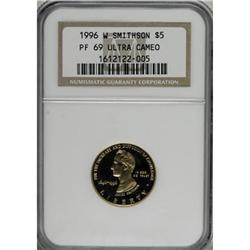 1996-W G$5 Smithsonian Gold Five Dollar Deep Cameo PR69