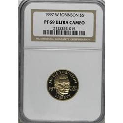 1997-W G$5 Jackie Robinson Gold Five Dollar Deep Cameo