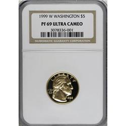 1999-W G$5 Washington Gold Five Dollar Deep Cameo PR69
