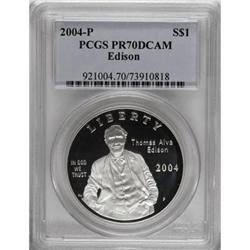 2004-P $1 Edison Silver Dollar Deep Cameo PR70 PCGS