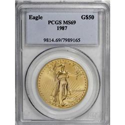 1987 G$50 One-Ounce Gold Eagle MS69 PCGS