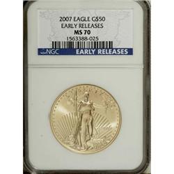 2007 $50 One-Ounce American Gold Eagle MS70 NGC