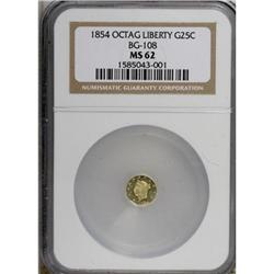 1854 25C Liberty Octagonal 25 Cents, BG-108, Low R.4,
