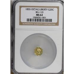 1855 25C Liberty Octagonal 25 Cents, BG-110, High R.4,
