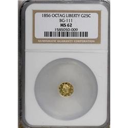1856 25C Liberty Octagonal 25 Cents, BG-111, R.3, MS62