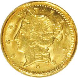 1853 50C Liberty Round 50 Cents, BG-415, Low R.5, MS62