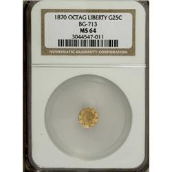 1870 25C Liberty Octagonal 25 Cents, BG-713, R.4, MS64