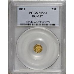 1871 25C Liberty Octagonal 25 Cents, BG-717, R.3, MS63