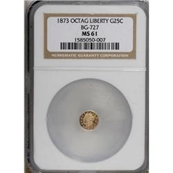 1873 25C Liberty Octagonal 25 Cents, BG-727, High R.4,