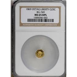 1869 25C BG-749 MS65 NGC