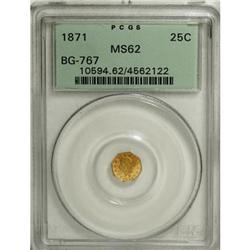 1871 25C Liberty Octagonal 25 Cents, BG-767, R.3, MS62