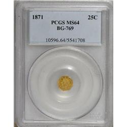 1871 25C Liberty Octagonal 25 Cents, BG-769, R.5, MS64