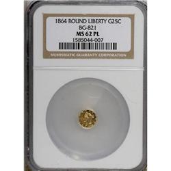 1864 25C BG-821 MS62 NGC