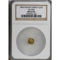 1869 25C BG-828 MS62 NGC