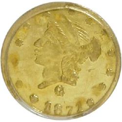 1871 25C Liberty Round 25 Cents, BG-840, Low R.4, MS62
