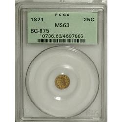 1874 25C Indian Round 25 Cents, BG-875, High R.4, MS63