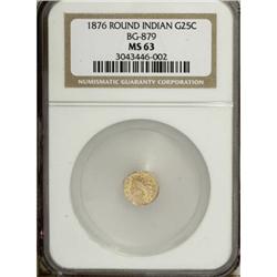 1876 25C Indian Round 25 Cents, BG-879, R.4, MS63 NGC