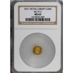 1871 50C Liberty Octagonal 50 Cents, BG-912, R.3, MS64