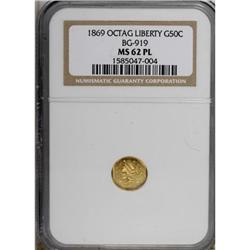 1869 50C BG-919 MS62 NGC
