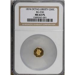 1874 50C BG-930 MS63 NGC