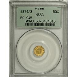 1874/3 50C Indian Octagonal 50 Cents, BG-945, High R.4,