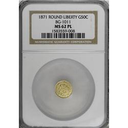 1871 50C BG-1011 MS62 NGC