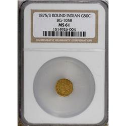 1875/3 50C Indian Round 50 Cents, BG-1058, R.3, MS61 N