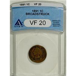 1891 1C VF20 ANACS