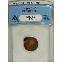 1950-D 1C Red and Brown MS62 ANACS