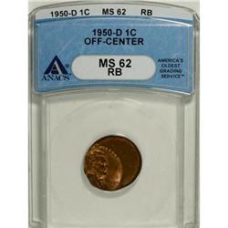 1950-D 1C Red and Brown MS62 ANACS