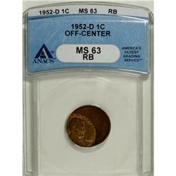 1952-D 1C Red and Brown MS63 ANACS