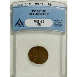 1957-D 1C Red and Brown MS63 ANACS