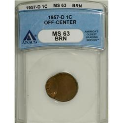 1957-D 1C Red MS63 ANACS