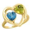 Image 1 : 2.61 CTW Diamond, London Blue Topaz & Lemon Quartz Ring 10K Yellow Gold - REF-23K7W