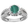 Image 1 : 2.68 CTW Malachite & Diamond Ring 14K White Gold - REF-86A2X