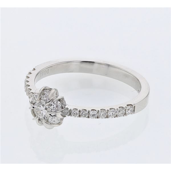 Natural 0.61 CTW Diamond Ring 14K White Gold - REF-105H3W