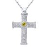 Natural 1.49 CTW Yellow Sapphire & Diamond Necklace 14K White Gold - REF-114Y3N