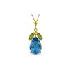 Genuine 6.5 ctw Blue Topaz & Peridot Necklace 14KT Yellow Gold - REF-38F2Z