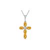 Genuine 1.88 ctw Citrine & Diamond Necklace 14KT White Gold - REF-39Z8N