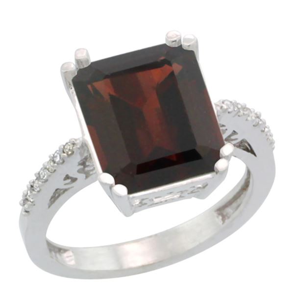 5.52 CTW Garnet & Diamond Ring 14K White Gold - REF-56M5K