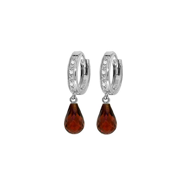 Genuine 4.54 ctw Garnet & Diamond Earrings 14KT White Gold - REF-52T2A