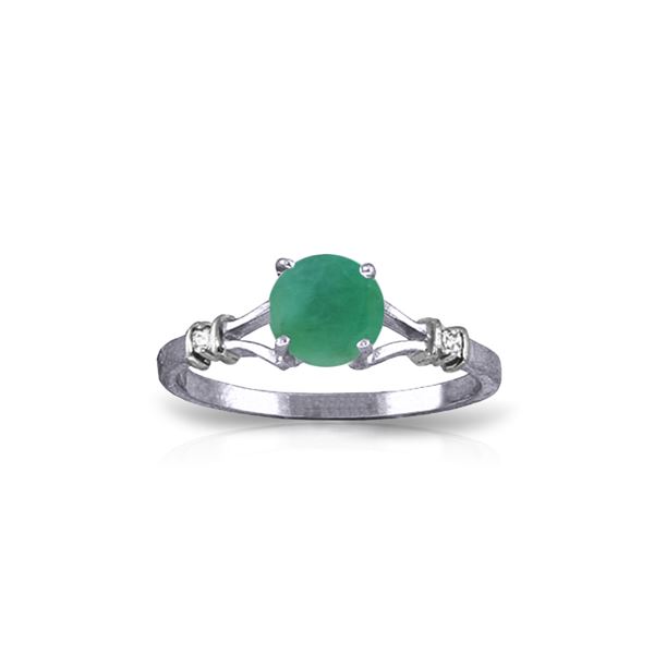 Genuine 0.62 ctw Emerald & Diamond Ring 14KT White Gold - REF-33F6Z