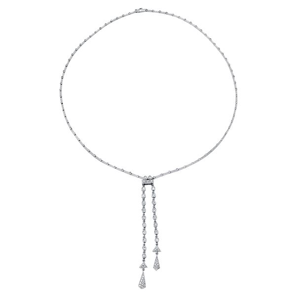 Natural 1.06 CTW Diamond Necklace 14K White Gold - REF-127M8F