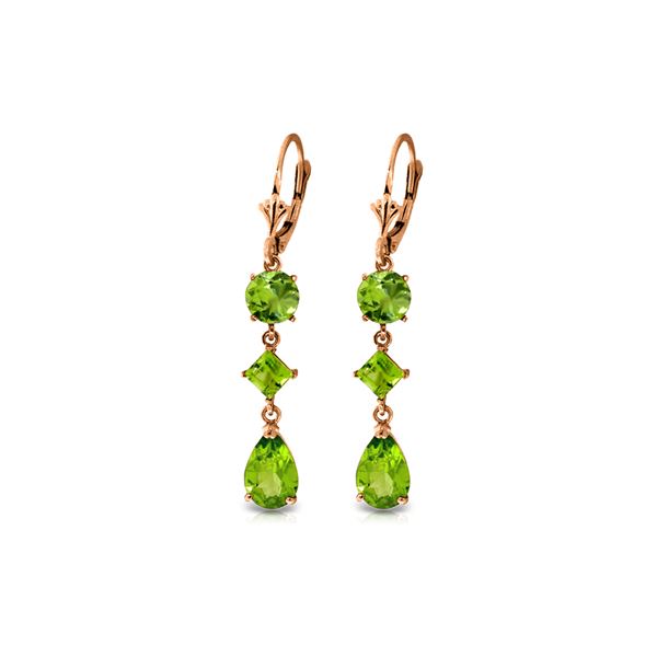 Genuine 6.3 ctw Peridot Earrings 14KT Rose Gold - REF-52A2K